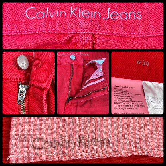 Calvin Klein Jeans Red Denim Mini Skirt W30 - Picture 6 of 11